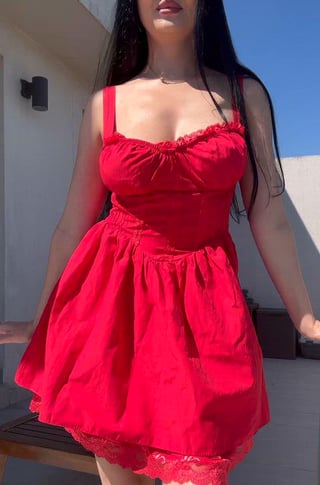 This pretty dress wants to come off! (reveal)