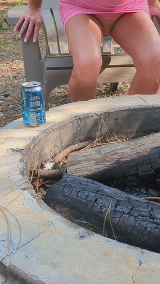 Sunday backyard, legs spread wide… naughty wife on display