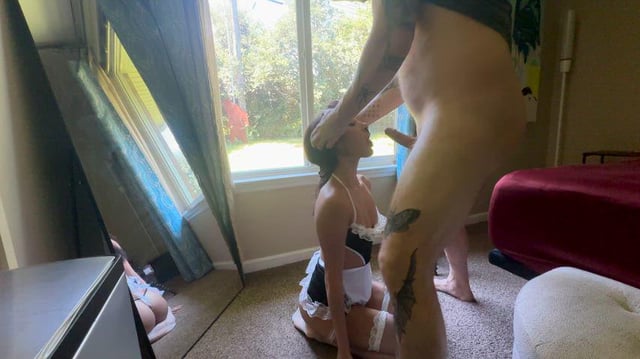 maid cleaning cock