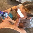 Texting my husband while taking care of my gym buddy…