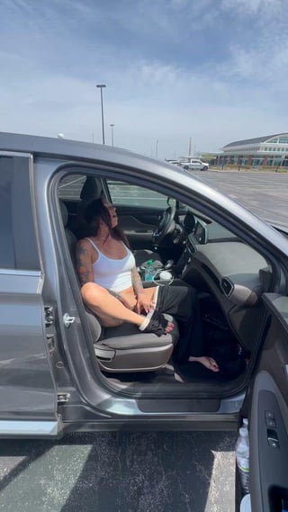 Having fun at the rest stop