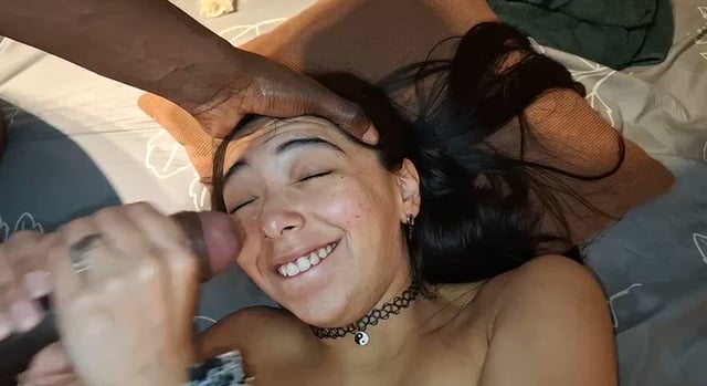 Huge load on her face