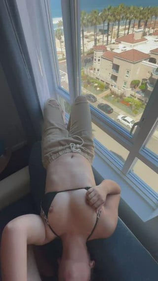 head hanging off the couch while my throat got used by the window