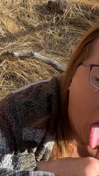 So naughty sucking and swallowing just off the trail.