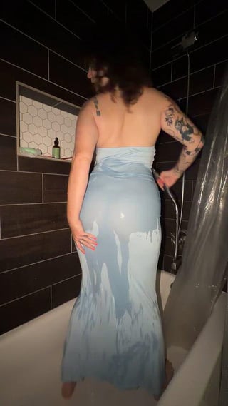 Dripping wet and skin tight is a great combo for a dress