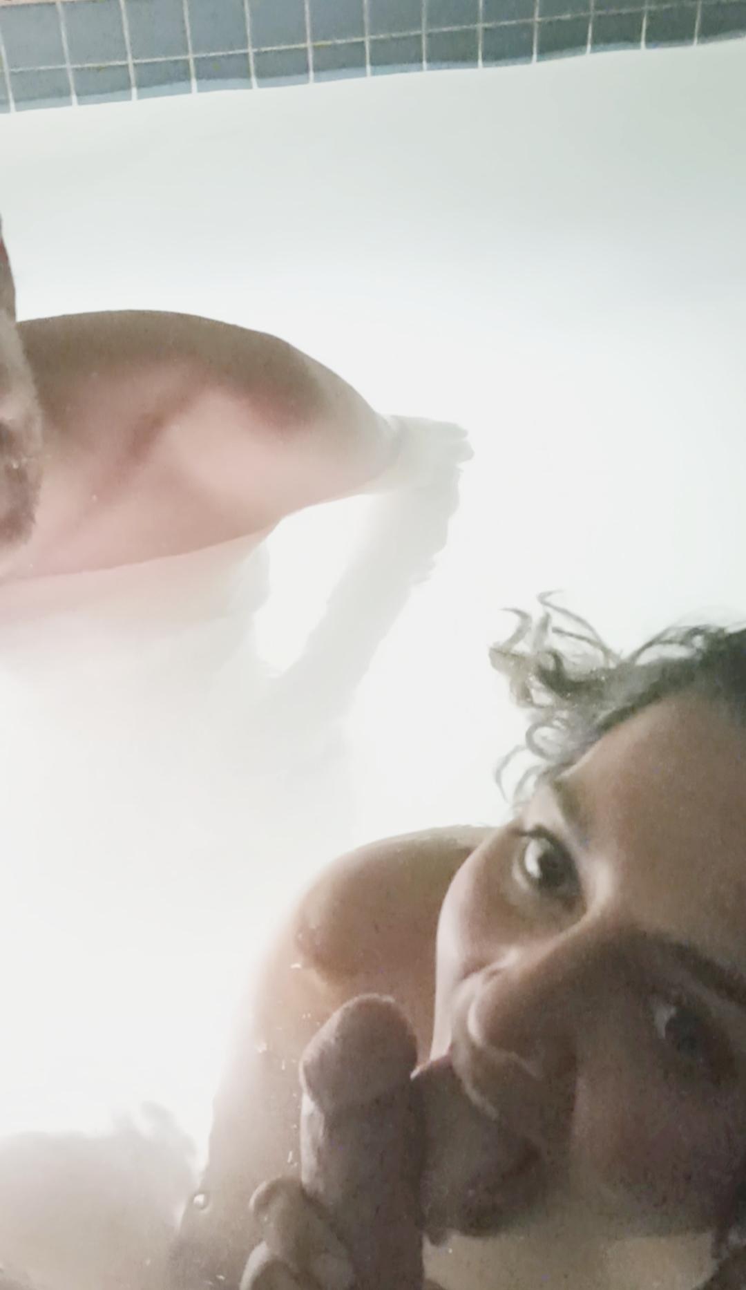 My hot wife eagerly sucking a stranger’s dick in a hotel pool after I have her the go ahead